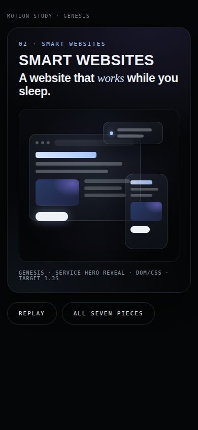 Genesis — assembled glass website end frame